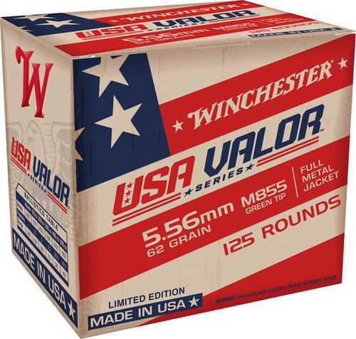 Winchester USA Valor 5.56mm NATO 62gr FMJ 125 Rounds