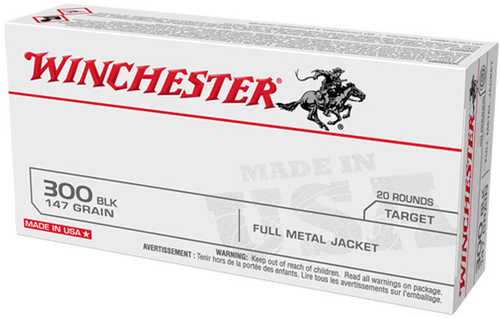300 AAC Blackout Winchester 147 Grain FMJ 20 Round Box