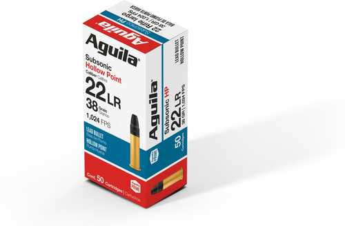 Aguila 22 Long Rifle Subsonic 38gr Lead Hollow Point - Quietly Effective for Accurate Small Game Hunting