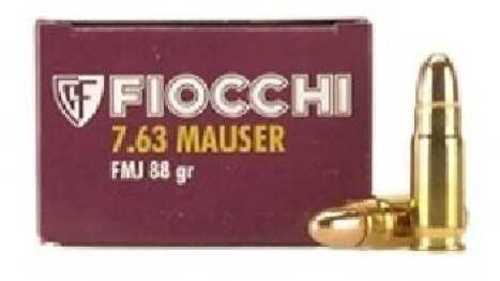 Fiocchi 7.63mm Mauser Ammunition – 88 Grain Full Metal Jacket 50 Rounds