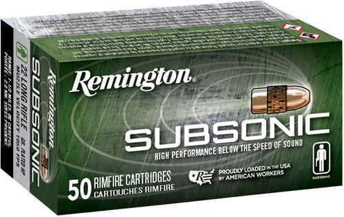 Remington 22 Long Rifle Subsonic Ammunition - 40 Grain Copper Plated Hollow Point 50 Rounds
