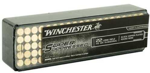 Winchester 22 Long Rifle Ammunition - Super Suppressed 45 Grain Lead Round Nose