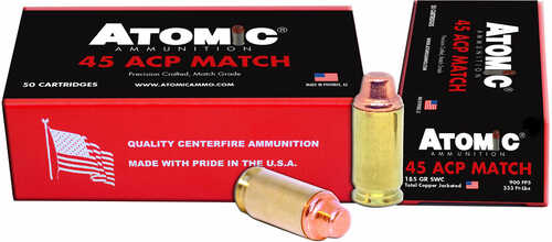 Atomic 448 Match 45 ACP 185 Gr Semi Wadcutter Ammo – Premium Quality Precision Performance