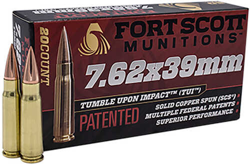 Fort Scott Munitions 7.62X39mm 117 Grain Solid Copper Ammo, 20 Rounds