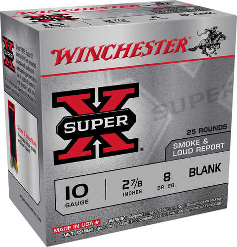 A box of Winchester Super X Black Powder Load 25 Rounds 2.87 In by Winchester, comes in a gray box with red and black accents, displaying gauge, length, shot, and load information. Contains 25 rounds.