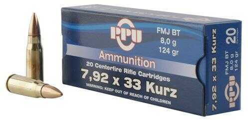 Prvi Partizan 7.9x33mm Kurz 124 Grain Full Metal Jacket Ammo, 20 Rounds