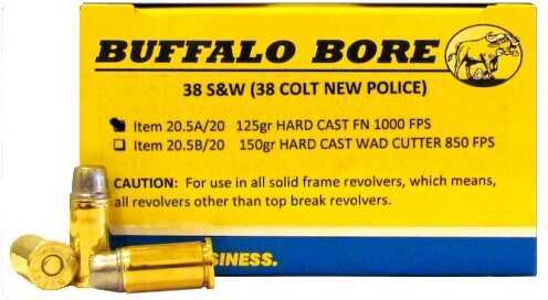 Buffalo Bore 38 S&W Ammunition – Hard Cast Flat Nose 125 Grain 20 Rounds