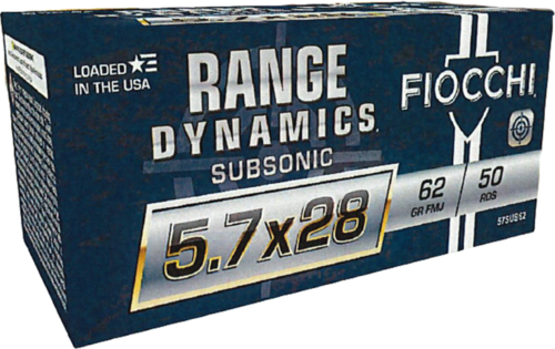 Fiocchi 5.7x28mm 62gr FMJ Subsonic Ammo – Reliable Performance with Reduced Noise