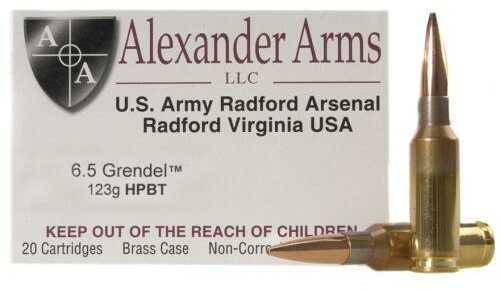 Alexander 6.5 Grendel 123gr HPBT Precision Ammo 20 Rd