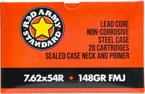 Red Army 7.62x54mm 148 Grain FMJ Steel Case 20 Rounds